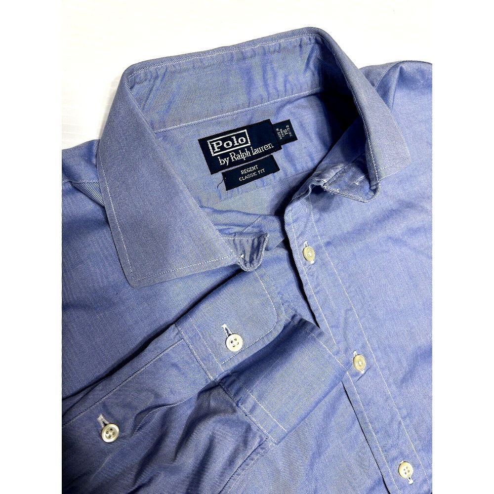 Polo Ralph Lauren Regent Classic Fit Mens 16 Blue Long Sleeve Button Up Shirt